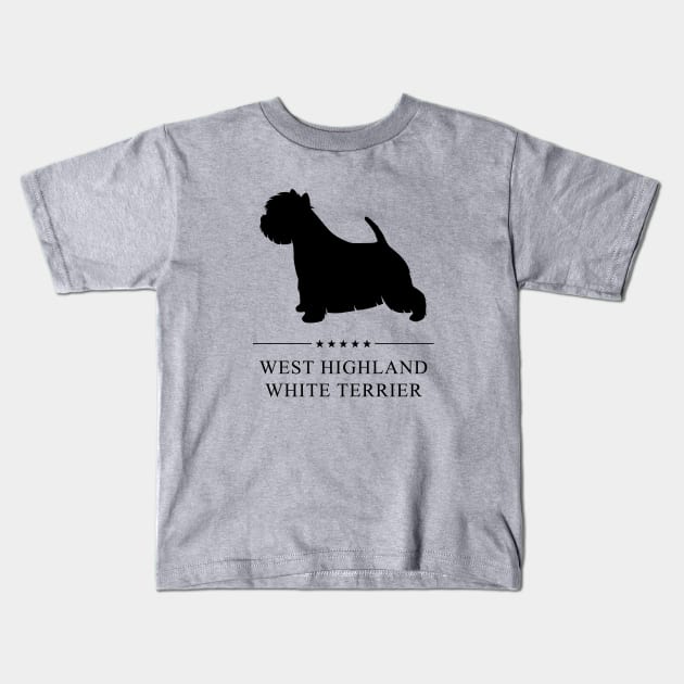 West Highland White Terrier Westie Black Silhouette Kids T-Shirt by millersye